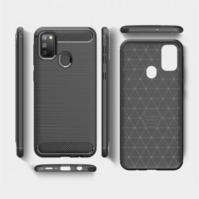 [Užsakomoji prekė] Dėklas skirtas Samsung Galaxy M21 / M30S - Techsuit Carbon Silicone - Juodas 6