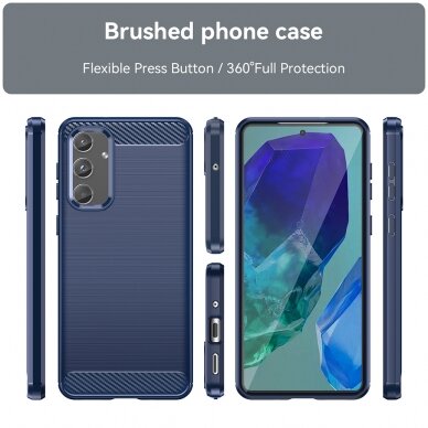 [Užsakomoji prekė] Dėklas Samsung Galaxy M55 - Techsuit Carbon Silicone - Mėlynas 1