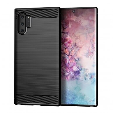 [Užsakomoji prekė] Dėklas skirtas Samsung Galaxy Note 10 Plus 4G / Note 10 Plus 5G - Techsuit Carbon Silicone - Juodas 2