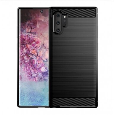 [Užsakomoji prekė] Dėklas skirtas Samsung Galaxy Note 10 Plus 4G / Note 10 Plus 5G - Techsuit Carbon Silicone - Juodas 5