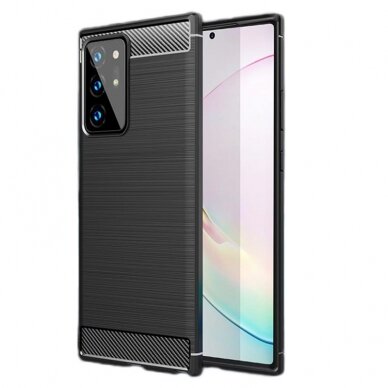 [Užsakomoji prekė] Telefono dėklas Samsung Galaxy Note 20 Ultra / Note 20 Ultra 5G - Techsuit Carbon Silicone - Juodas