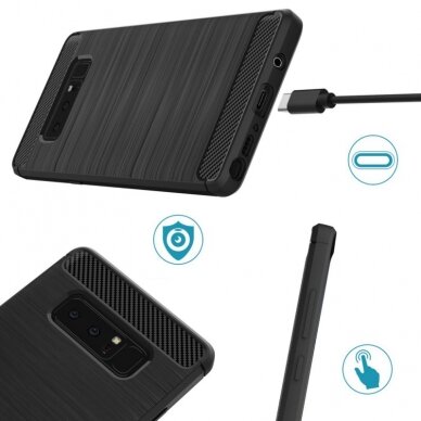 [Užsakomoji prekė] Dėklas skirtas Samsung Galaxy Note 8 - Techsuit Carbon Silicone - Juodas 1