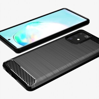 [Užsakomoji prekė] Telefono dėklas Samsung Galaxy S10 Lite - Techsuit Carbon Silicone - Juodas 4