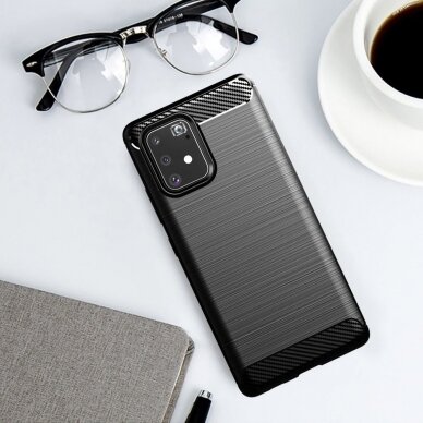 [Užsakomoji prekė] Telefono dėklas Samsung Galaxy S10 Lite - Techsuit Carbon Silicone - Juodas 6