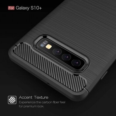 [Užsakomoji prekė] Dėklas skirtas Samsung Galaxy S10 Plus - Techsuit Carbon Silicone - Juodas 4