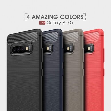 [Užsakomoji prekė] Dėklas skirtas Samsung Galaxy S10 Plus - Techsuit Carbon Silicone - Juodas 6