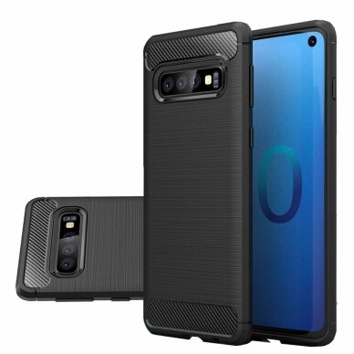 [Užsakomoji prekė] Dėklas skirtas Samsung Galaxy S10 - Techsuit Carbon Silicone - Juodas 5