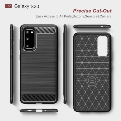 [Užsakomoji prekė] Dėklas skirtas Samsung Galaxy S20 4G / S20 5G - Techsuit Carbon Silicone - Juodas 2