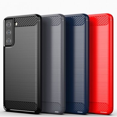 [Užsakomoji prekė] Dėklas skirtas Samsung Galaxy S21 5G - Techsuit Carbon Silicone - Juodas  4