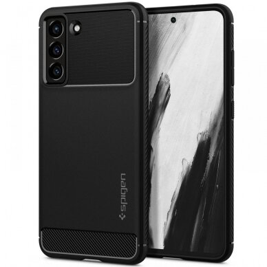 [Užsakomoji prekė] Dėklas skirtas Samsung Galaxy S21 FE 5G - Spigen Rugged Armor - Juodas