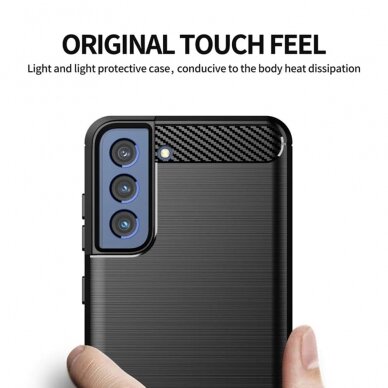 [Užsakomoji prekė] Telefono dėklas Samsung Galaxy S21 FE 5G - Techsuit Carbon Silicone - Juodas  1