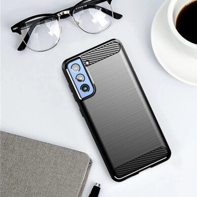 [Užsakomoji prekė] Telefono dėklas Samsung Galaxy S21 FE 5G - Techsuit Carbon Silicone - Juodas  4