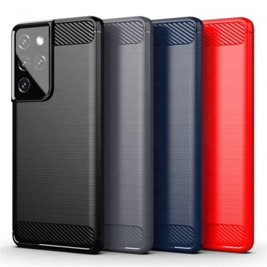 [Užsakomoji prekė] Dėklas skirtas Samsung Galaxy S21 Ultra 5G - Techsuit Carbon Silicone - Juodas  6