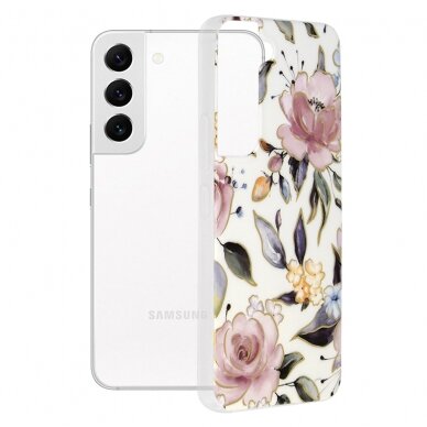 [Užsakomoji prekė] Dėklas Samsung Galaxy S22 5G - Techsuit Marble Series - Chloe Baltas