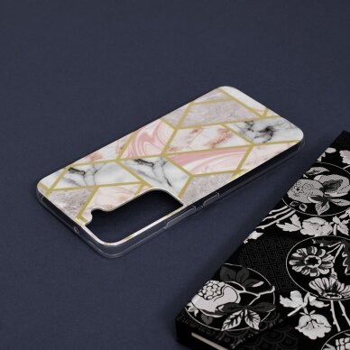 [Užsakomoji prekė] Dėklas Samsung Galaxy S22 5G - Techsuit Marble Series - Rožinis Hex 4