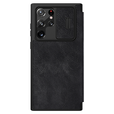 [Užsakomoji prekė] Dėklas skirtas Samsung Galaxy S22 Ultra 5G - Nillkin QIN Leather Pro Case - Juodas