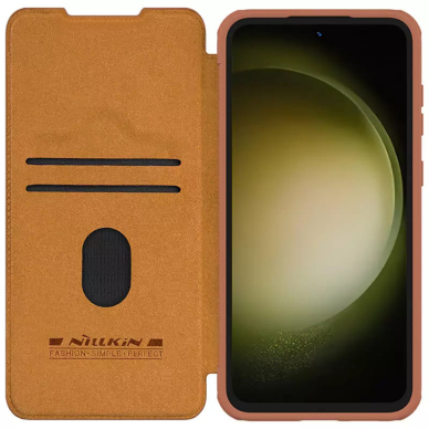 [Užsakomoji prekė] Dėklas Samsung Galaxy S23 FE - Nillkin Qin Pro Leather Case - Rudas 2