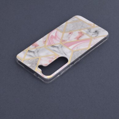 [Užsakomoji prekė] Dėklas skirtas Samsung Galaxy S23 - Techsuit Marble Series - Rožinis Hex  5