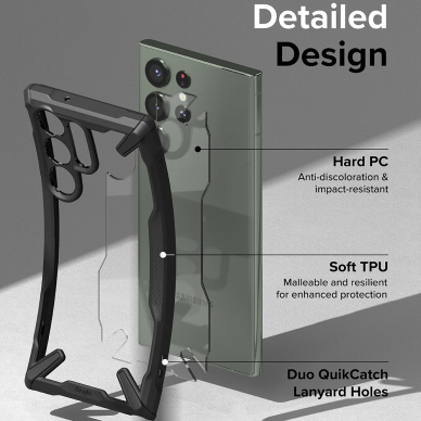[Užsakomoji prekė] Dėklas skirtas Samsung Galaxy S23 Ultra - Ringke Fusion X - Juodas  5