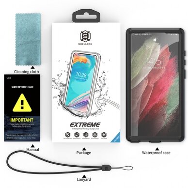 [Užsakomoji prekė] Dėklas Samsung Galaxy S23 Ultra - ShellBox Waterproof IP68 Case - Juodas 6