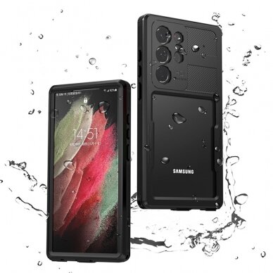 [Užsakomoji prekė] Dėklas Samsung Galaxy S23 Ultra - ShellBox Waterproof IP68 Case - Juodas