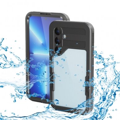 [Užsakomoji prekė] Dėklas Samsung Galaxy S24 - ShellBox Waterproof IP68 Case - Juodas