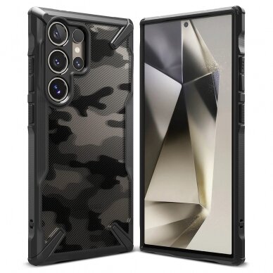 [Užsakomoji prekė] Dėklas Samsung Galaxy S24 Ultra - Ringke Fusion X Design - Camo Black