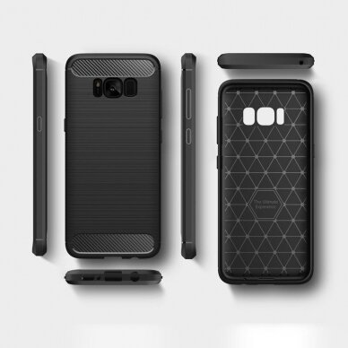 [Užsakomoji prekė] Dėklas skirtas Samsung Galaxy S8 Plus - Techsuit Carbon Silicone - Juodas 6