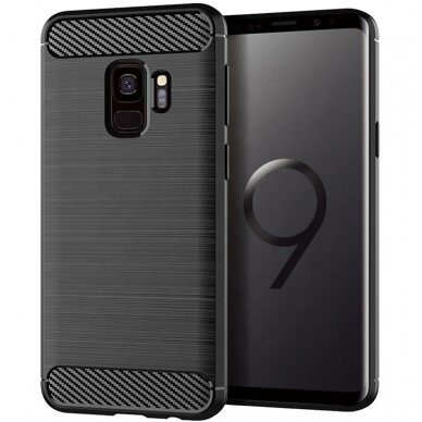 [Užsakomoji prekė] Dėklas skirtas Samsung Galaxy S9 - Techsuit Carbon Silicone - Juodas 4