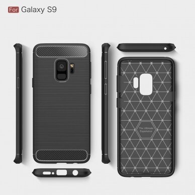 [Užsakomoji prekė] Dėklas skirtas Samsung Galaxy S9 - Techsuit Carbon Silicone - Juodas 5