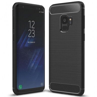 [Užsakomoji prekė] Dėklas skirtas Samsung Galaxy S9 - Techsuit Carbon Silicone - Juodas