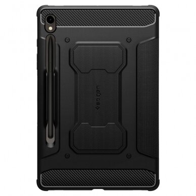 [Užsakomoji prekė] Dėklas Samsung Galaxy Tab S9 - Spigen Rugged Armor Pro - Juodas 6