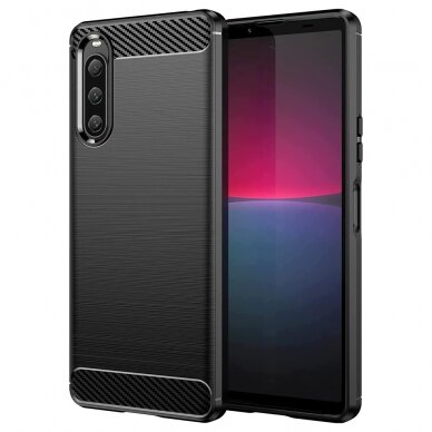 [Užsakomoji prekė] Dėklas Sony Xperia 10 V - Techsuit Carbon Silicone - Juodas