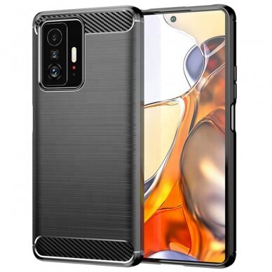 [Užsakomoji prekė] Dėklas skirtas Xiaomi 11T / 11T Pro - Techsuit Carbon Silicone - Juodas