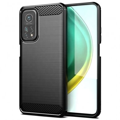 [Užsakomoji prekė] Telefono dėklas Xiaomi Mi 10T 5G / Mi 10T Pro 5G - Techsuit Carbon Silicone - Juodas