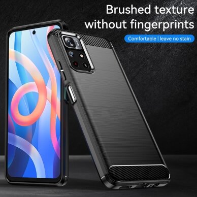 [Užsakomoji prekė] Dėklas skirtas Xiaomi Poco M4 Pro 5G - Techsuit Carbon Silicone - Juodas 6