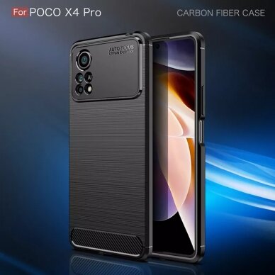 [Užsakomoji prekė] Dėklas skirtas Xiaomi Poco X4 Pro 5G - Techsuit Carbon Silicone - Juodas 4