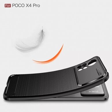 [Užsakomoji prekė] Dėklas skirtas Xiaomi Poco X4 Pro 5G - Techsuit Carbon Silicone - Juodas 6