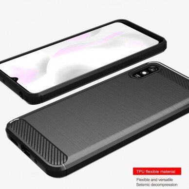 [Užsakomoji prekė] Dėklas skirtas Xiaomi Redmi 9A / Redmi 9AT - Techsuit Carbon Silicone - Juodas 3