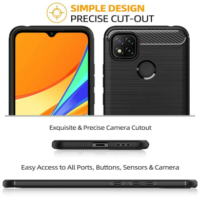 [Užsakomoji prekė] Dėklas skirtas Xiaomi Redmi 9C / Redmi 9C NFC - Techsuit Carbon Silicone - Juodas 3