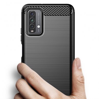 [Užsakomoji prekė] Dėklas skirtas Xiaomi Redmi 9T / Redmi 9 Power - Techsuit Carbon Silicone - Juodas 6