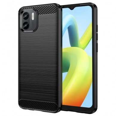 [Užsakomoji prekė] Dėklas Xiaomi Redmi A1+ / A2+ - Techsuit Carbon Silicone - Juodas