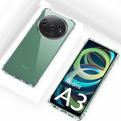 Akcija! Dėklas Xiaomi Redmi A3 - Techsuit Shockproof Clear Silicone - Permatomas  3