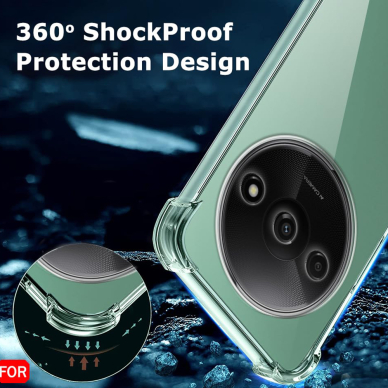 Akcija! Dėklas Xiaomi Redmi A3 - Techsuit Shockproof Clear Silicone - Permatomas  4