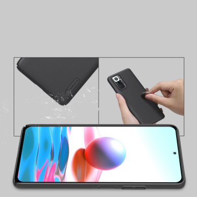 [Užsakomoji prekė] Dėklas skirtas Xiaomi Redmi Note 10 Pro / Note 10 Pro Max - Nillkin Super Frosted Shield - Juodas 4