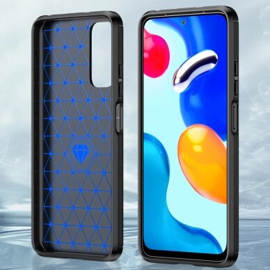 [Užsakomoji prekė] Telefono dėklas Xiaomi Redmi Note 11 / Note 11S - Techsuit Carbon Silicone - Juodas 2