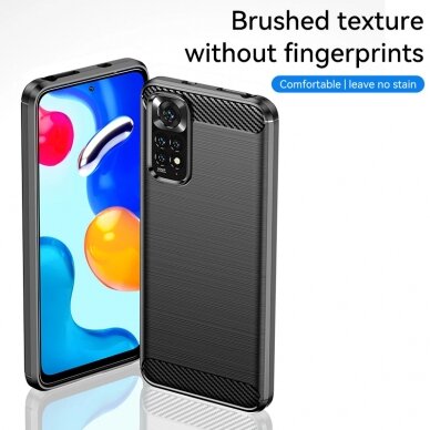 [Užsakomoji prekė] Telefono dėklas Xiaomi Redmi Note 11 / Note 11S - Techsuit Carbon Silicone - Juodas 3