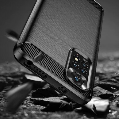[Užsakomoji prekė] Telefono dėklas Xiaomi Redmi Note 11 / Note 11S - Techsuit Carbon Silicone - Juodas 6