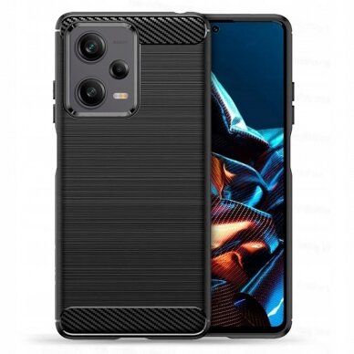 [Užsakomoji prekė] Dėklas skirtas Xiaomi Redmi Note 12 Pro / Poco X5 Pro - Techsuit Carbon Silicone - Juodas