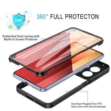 [Užsakomoji prekė] Dėklas Xiaomi Redmi Note 13 Pro 4G + Folie - Techsuit ColorVerse 360 Series - Juodas 1